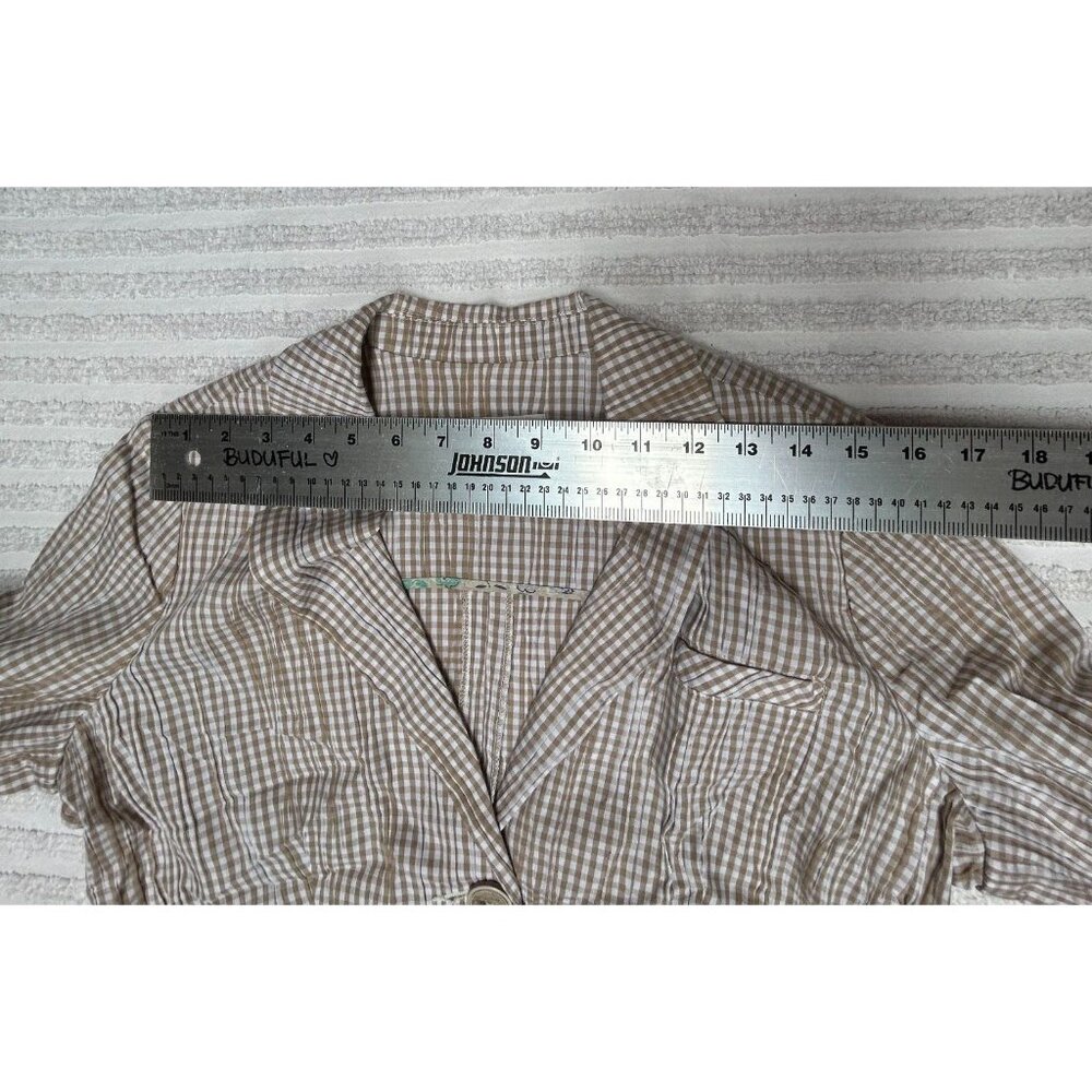 CAbi Style #346 Ginger Snap Crinkle Seersucker Gingham Blazer Jacket Medium - Picture 6 of 9